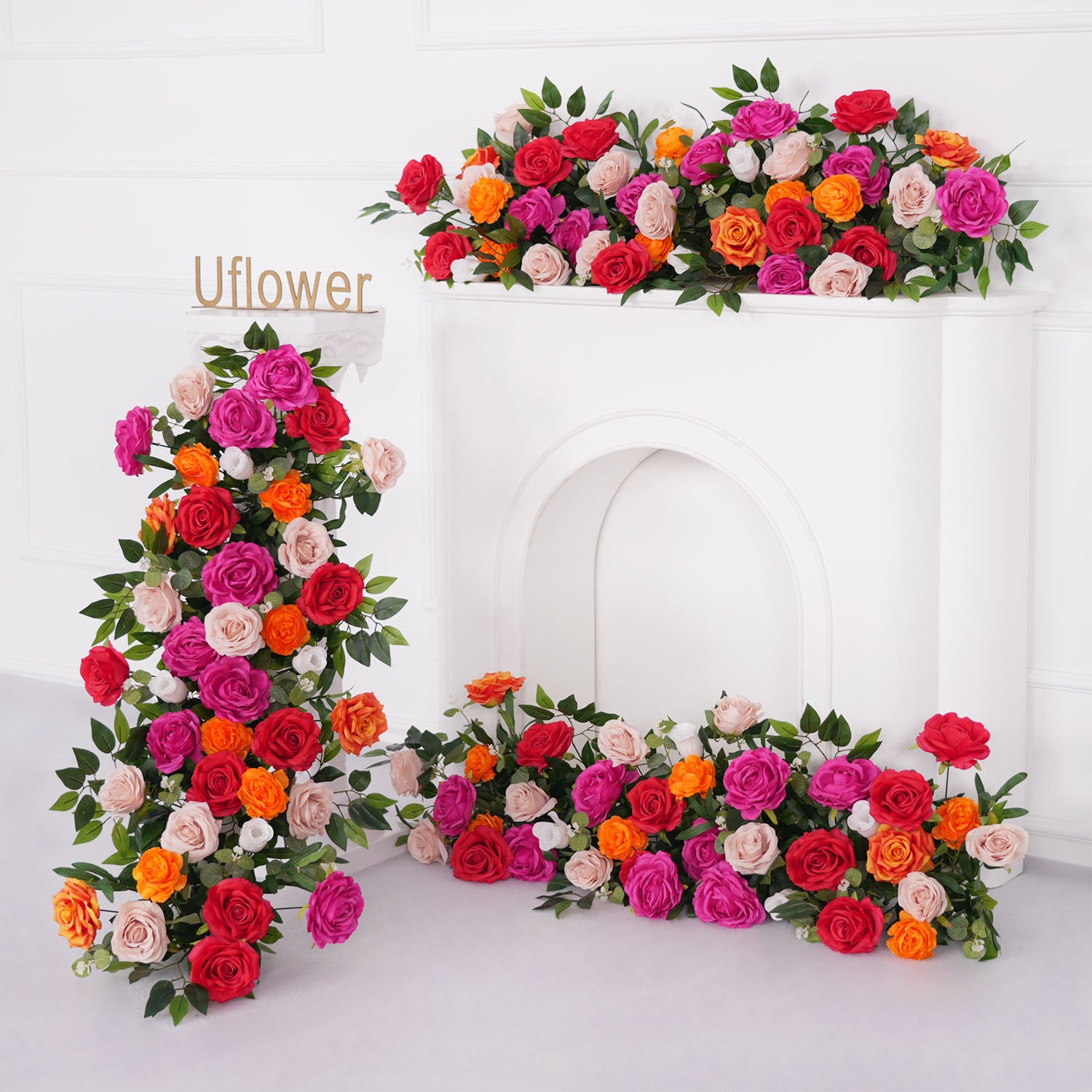 Uflower Colored Sofa Table Runner Floor Flower Arrangement